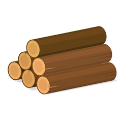 pile of tree logs flat vector illustration clipart isolated on white background