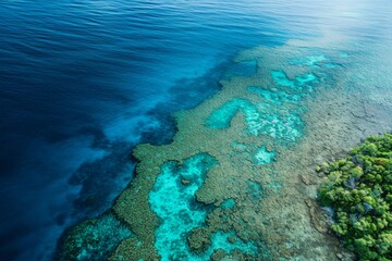 Aerial View of the Great Barrier Reef, Overhead view of the Great Barrier Reef, AI Generated