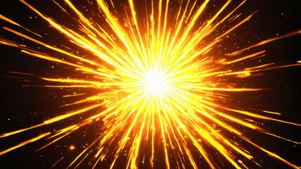 Explosive Yellow and Orange Burst of Light Illustration - Dynamic Energy Radiating Lines