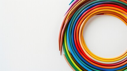 Color pencils create circle on white backdrop