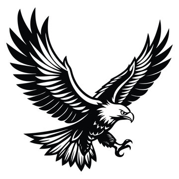 recommend clip art:  An eagle soaring silhouette vector illustration Silhouette of a soaring eagle bird. bald eagle logo isolated on a white background.