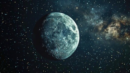 Naklejka premium Beautiful Moon in Starry Night Sky