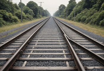 Fototapeta premium Railway tracks disappearing into the distance 