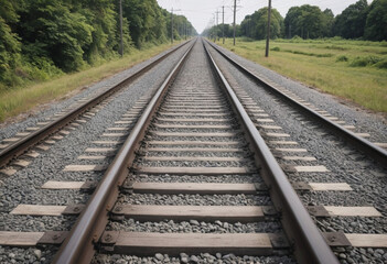 Fototapeta premium Railway tracks disappearing into the distance 
