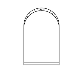 Minimalist semi-circular rectangular linear figure y2k .   Trendy linear design in black color with frame, star. Aesthetic retro vector element illustrated for banners, social media, poster design.