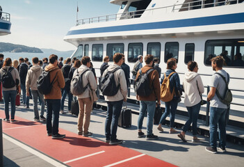  People boarding ferries 