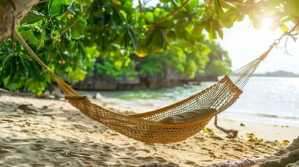 Hammock hanging on a rope, Manzanillo Beach, Providencia, Providencia y Santa Catalina, San Andres y Providencia Department, Colombia