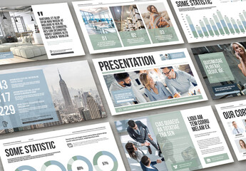 Modern Light Business Project Presentation with Pale Blue and Green Elements