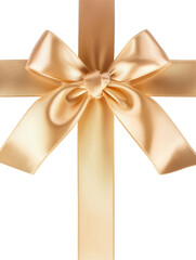 Gold gift wrap ribbon decoration isolated on white