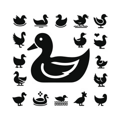 Graphic silhouette of a duck