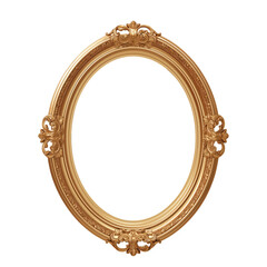 Oval antique gold frame isolated on white background