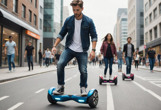  People using hoverboards 