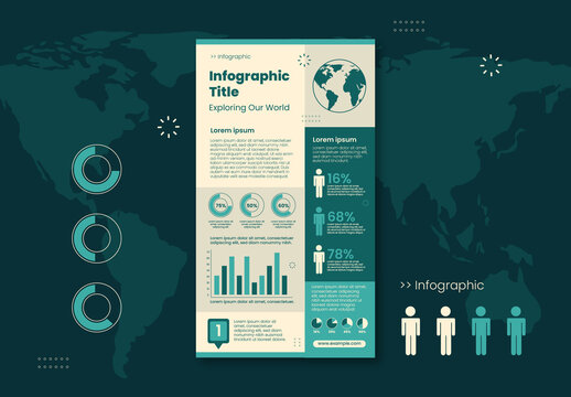 Minimalist Green Global World Data Analysis Infographic Template
