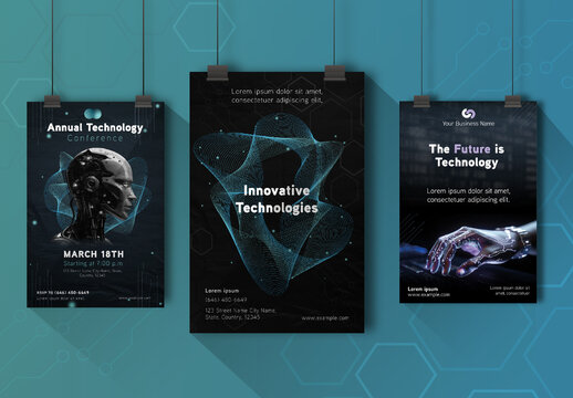 Dark Futuristic AI Technology Conference Flyer Template