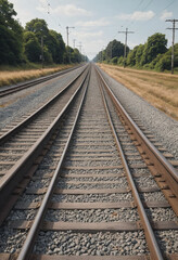Obraz premium Railway tracks disappearing into the distance 