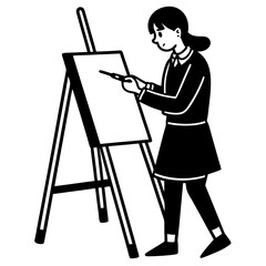 student drawing on an easel vector art illustration 