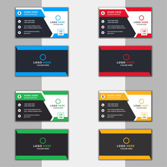 Set of Double-sided Red,Green,Yellow,blue color Professional and simple corporate Business Card Design Template. Modern, Minimalist, Editable, Creative, Elegant, and Stylish Business Cards,-Vector.
