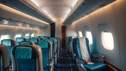 Empty airplane cabin