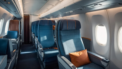 Empty airplane cabin