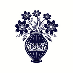 Vector Nice Vase with flowers, simple and clean design illustration On a White Background