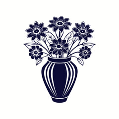 Vector Nice Vase with flowers, simple and clean design illustration On a White Background