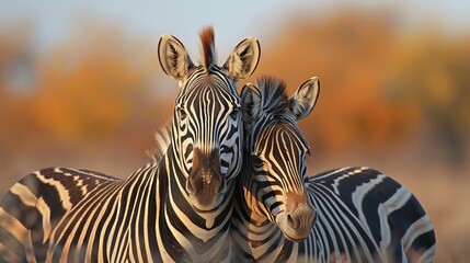 Naklejka premium Lonely zebra amongst wilder beasts