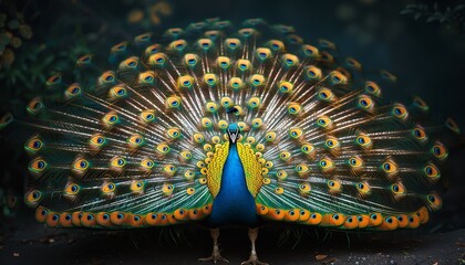 peacock with beautiful tail, peafowl