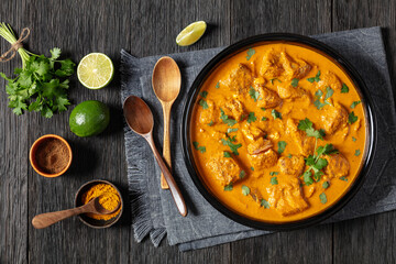 indian spiced fish curry, salmon masala, top view