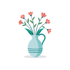 Vector Nice Vase with flowers, simple and clean design illustration On a White Background