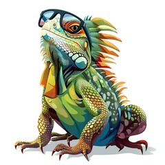 Obraz premium Iguana Modern Boho animal fashion cartoon isolated whitebackground 16:9