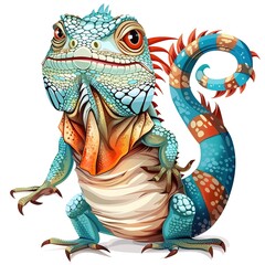 Iguana Nautical animal fashion cartoon isolated whitebackground 16:9