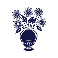 Vector Nice Vase with flowers, simple and clean design illustration On a White Background