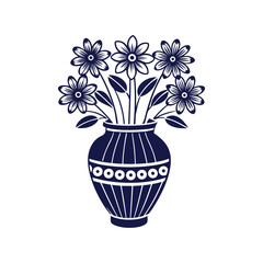 Vector Nice Vase with flowers, simple and clean design illustration On a White Background