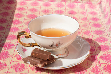 cup of tea with chocolate