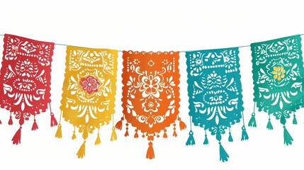 Papel Picado Flags Birthday invitation template