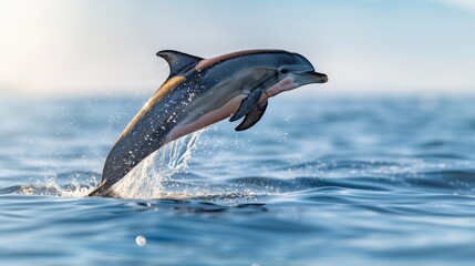 Fototapeta premium playful dolphin, jumping out of the water