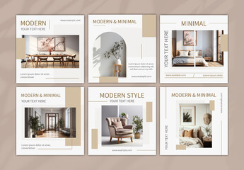 Beige and White Modern Minimalist Social Media Template