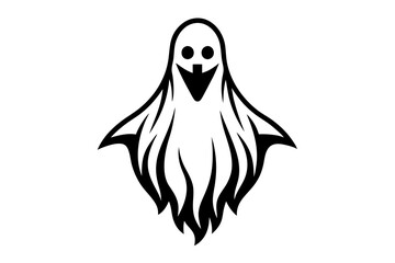 Vector Line Art Halloween Ghost on White Background – Spooky & Minimalistic Design