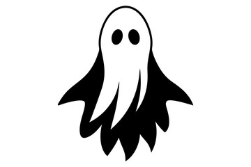 Vector Line Art Halloween Ghost on White Background – Spooky & Minimalistic Design