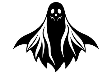 Vector Line Art Halloween Ghost on White Background – Spooky & Minimalistic Design