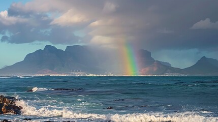 Rainbow dawn in Tuscany photography background