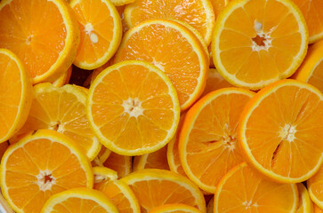 Flat lay decoration of fresh Orange slice fruits