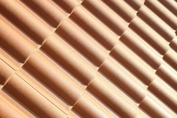 Clay roof tiles on house