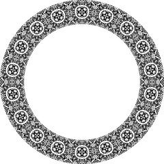 Round frame with abstract shapes pattern. Vector illustration isolated on white background.