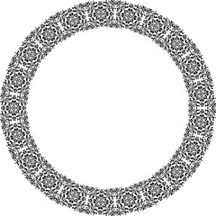 Round frame with abstract shapes pattern. Vector illustration isolated on white background.