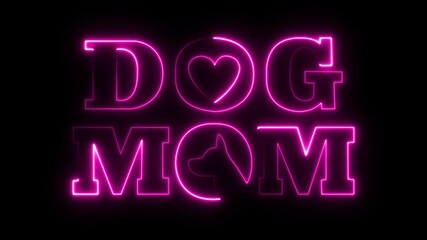 Dog mom. Text and heart. Calligraphic style lettering. Dog lovers stuff. Perfect gift for women and girls who loves pet. Doggy pet lover. Dog lover. Neon Line. Pet Moms life. Typography. Line art. - Powered by Adobe