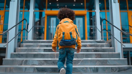 Obraz premium Friends on the Way to School: Boys with Backpacks