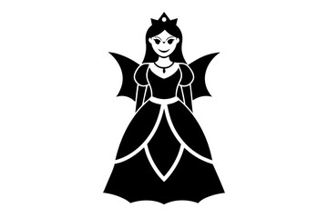 Elegant Vector Line Art Princess Halloween Design on White Background