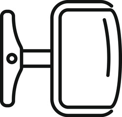 Simple black and white line drawing of a wall mirror reflecting light