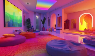 vibrant and colorful virtual reality room designs
